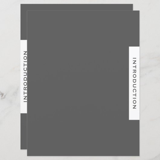 Papier Diviseur de section classeur | Introduction | Gris (Devant / Derrière)