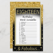 Papier Dix-huit Anniversaire Mot Jeu (Devant / Derrière)
