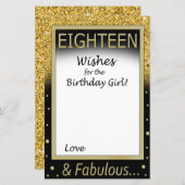 Papier Dix-huit voeux pour la fille d'anniversaire (Devant / Derrière)