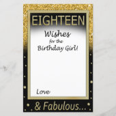 Papier Dix-huit voeux pour la fille d'anniversaire (Devant)