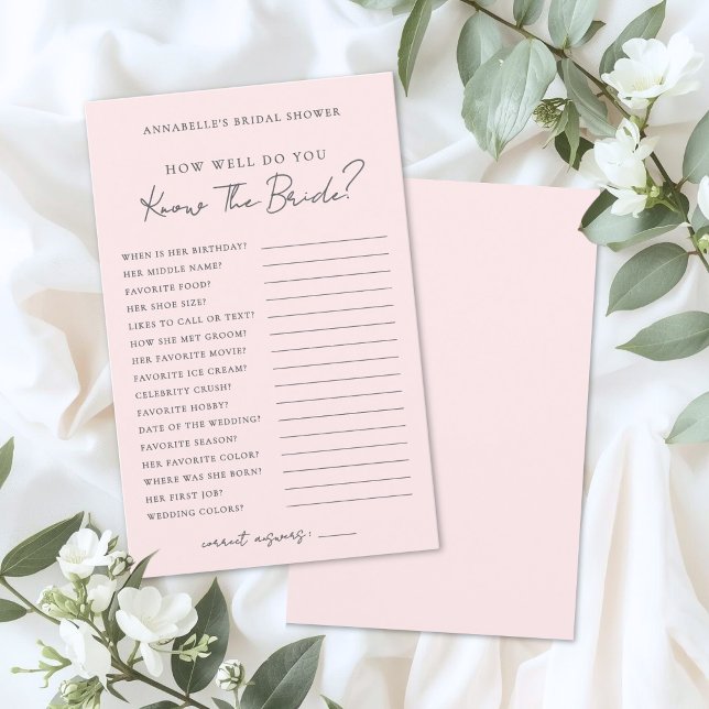 Papier Do You Know The Bride Pink Bridal Shower Game (Do You Know The Bride Pink Bridal Shower Game)