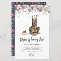Doberman Pinscher Chien Invitation Anniversaire