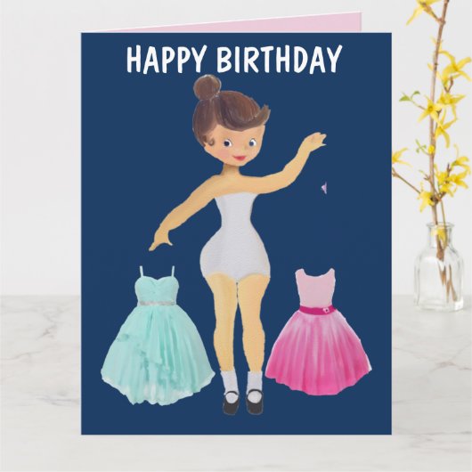 PAPIER DOLL 5X7 CARTE D'ANNIVERSAIRE POUR FILLE (Fleur jaune)