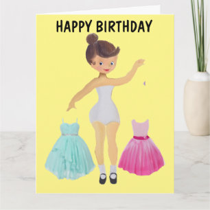 PAPIER DOLL 5X7 CARTE D'ANNIVERSAIRE POUR FILLE