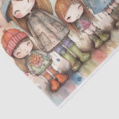 Papier Doll Meisjes Waterverf Collage Decoupage (Detail)