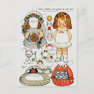 Papier Dolly Queen of the May Paper Doll Carte pos