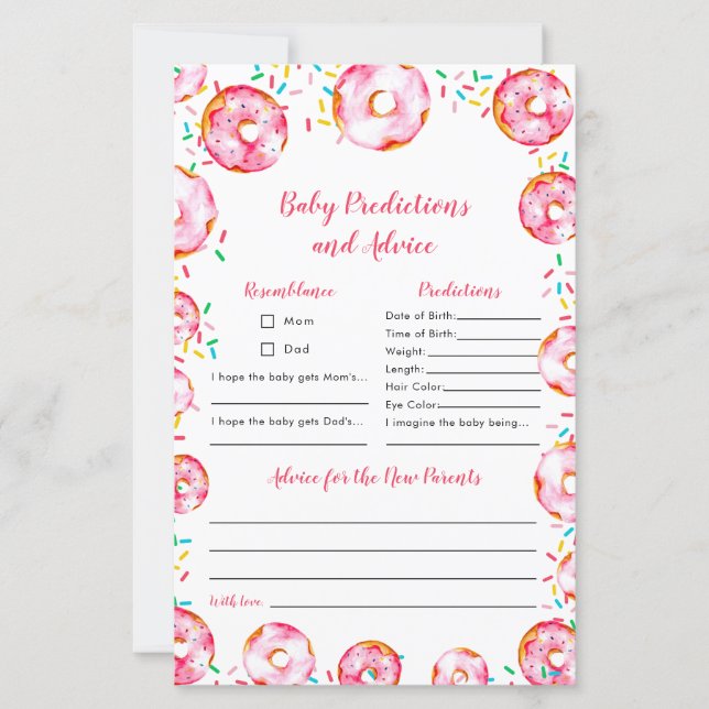 Papier Donuts Diapers Baby Predictions Advice Game (Devant)