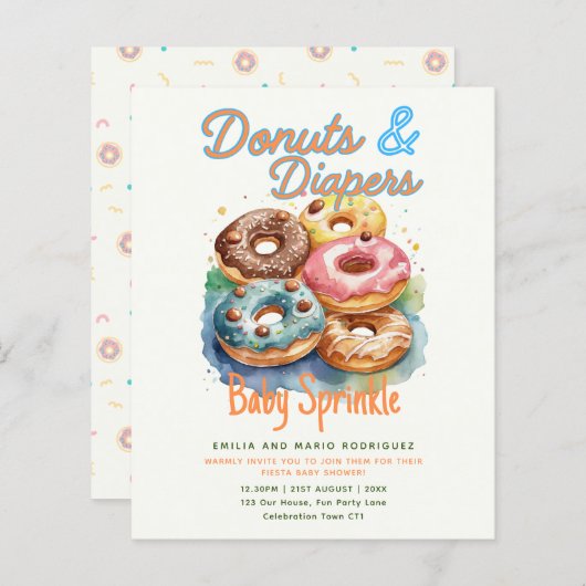 Papier Donuts et Diapeurs Bébé Sprinkle Douche BUDGET (Devant / Derrière)