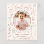 Papier Doodle Whimsical moderne Budget photo de Noël (Devant)