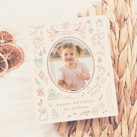 Papier Doodle Whimsical moderne Budget photo de Noël