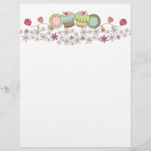 Papier Doodles biscuits cupcakes fleurs boulangerie sucre