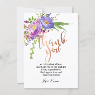 Papier doré rose, carte de remerciement