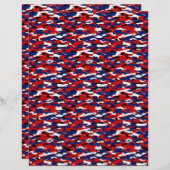 Papier d'origami rouge blanc et bleu camo (Devant / Derrière)