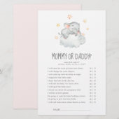 Papier Dormir Petite Eléphante Fille Maman ou Papa Jeu (Devant / Derrière)