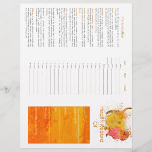 Papier Dossier de santé Watercolor Chien - Orange