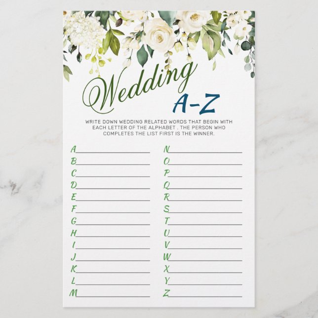 Papier DOUBLE CÔTÉ Roses Blanches Jeu de Fête des mariées (Devant)