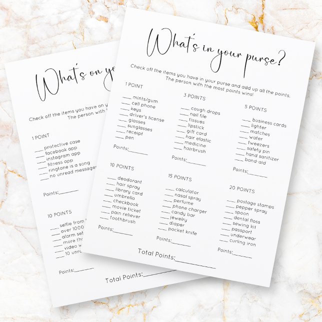 Papier Double face Ce qui est dans votre sac à main et je (Créateur téléchargé)
