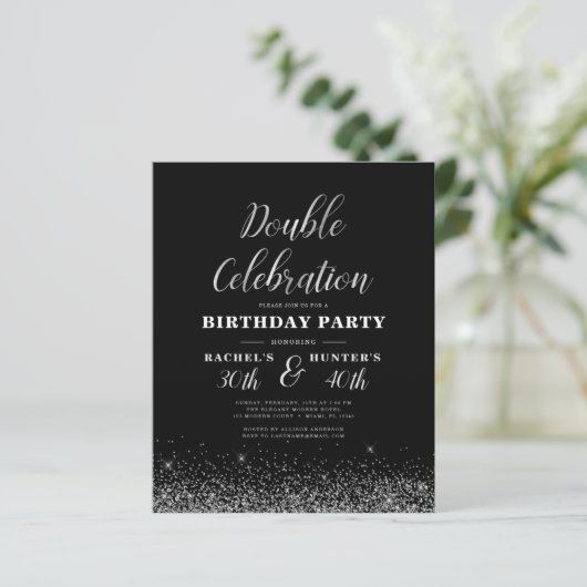 Papier Double fête Black Silver fête d'anniversaire (Debout devant)