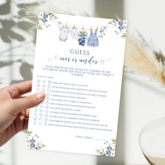 Papier Douce Baby Shower Bleu Cerise Jeu Au-Dessus ou Au-