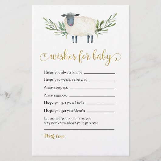 Papier Douces petites agneaux verdure voeux pour bébé (Devant)