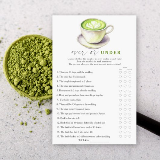 Papier Douche nuptiale à thé Matcha Au-dessus ou en desso