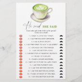 Papier Douche nuptiale à thé Matcha Il dit qu'elle a dit  (Devant)