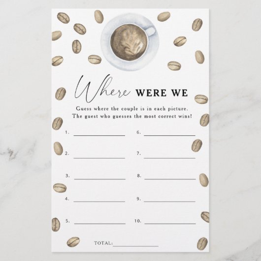 Papier Douche nuptiale au café Où jouons-nous (Devant)