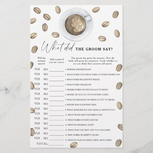 Papier Douche nuptiale au café Que disait le marié (Devant)