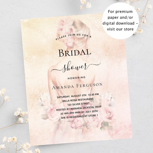 Papier Douche nuptiale blonde mariée rose budget invitati