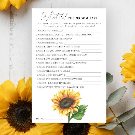 Papier Douche nuptiale de tournesol Que disait le marié