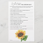 Papier Douche nuptiale de tournesol Que disait le marié (Devant)