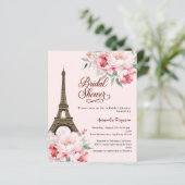 Papier Douche nuptiale Paris Tour Eiffel invitation rose (Debout devant)