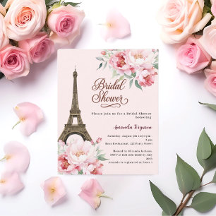Papier Douche nuptiale Paris Tour Eiffel invitation rose