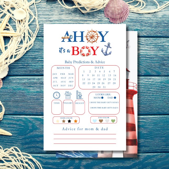 Papier Doux Bleu Bleu Rouge Nautique Ahoy Boy Prédiction (Créateur téléchargé)