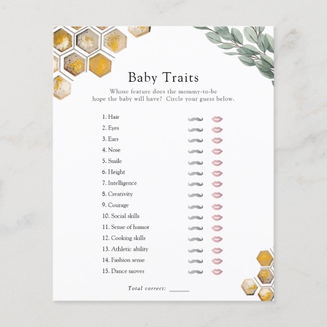 Papier Doux comme Can Bee Traits Jeu de Baby Shower (Devant)
