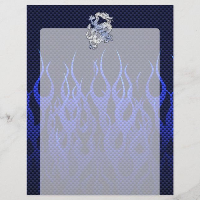 Papier Dragon Bleu dans Chrome Carbon course flammes (Devant)