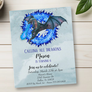 Papier Dragon Blue Fire Budget Anniversaire Fête Enfant