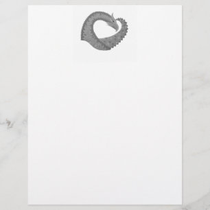 Papier Dragon de coeur gris sur blanc