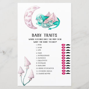Papier Dragons Baby Traits Baby shower Jeu