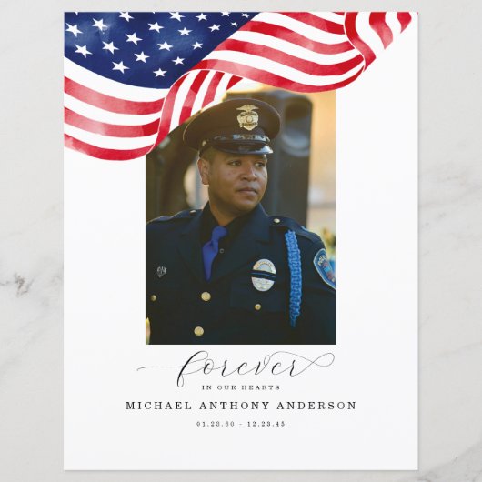 Papier Drapeau américain - Funérailles - À jamais dans no (Devant)