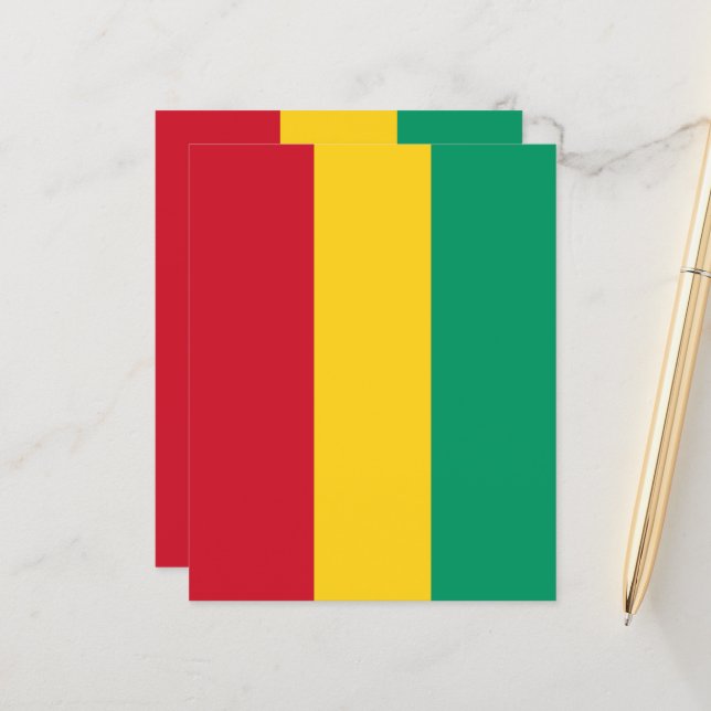 Papier Drapeau de Guinée (Devant/Arrière en situation)