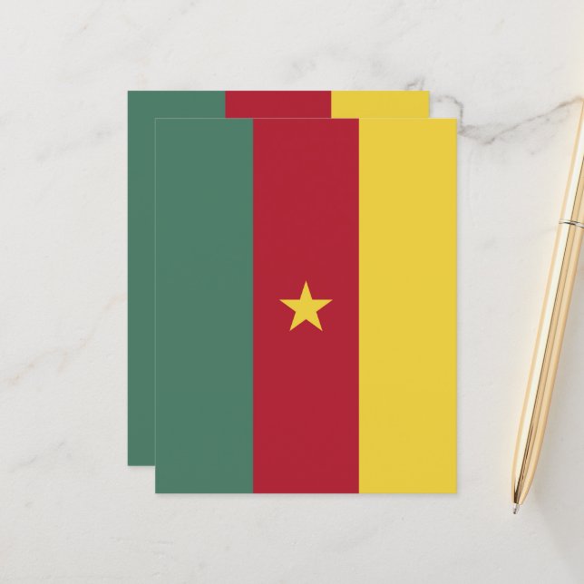 Papier drapeau du Cameroun (Devant/Arrière en situation)