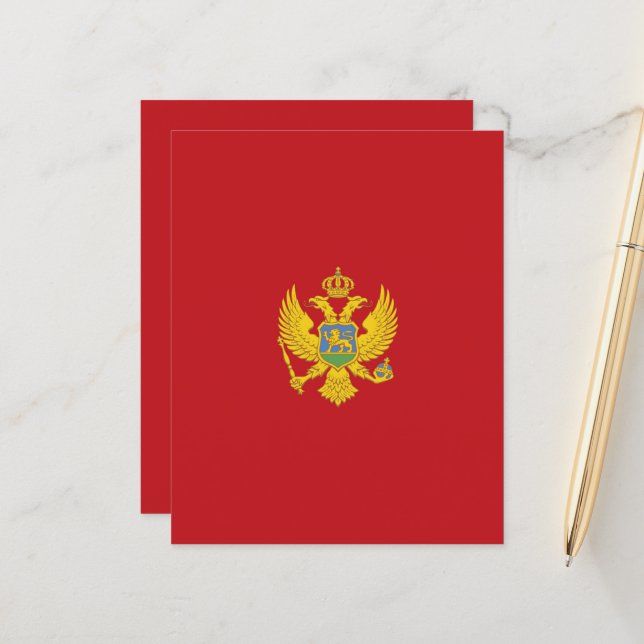 Papier Drapeau du Monténégro (Devant/Arrière en situation)