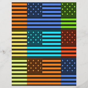 Papier Drapeau USA multicolore à damiers vectoriel art mo