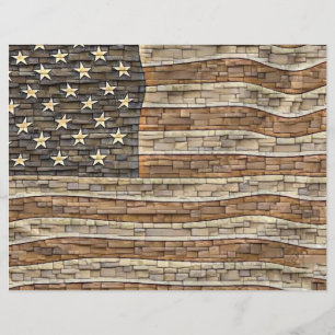 Papier Drapeau vintage Patriotique USA sur mur de pierre