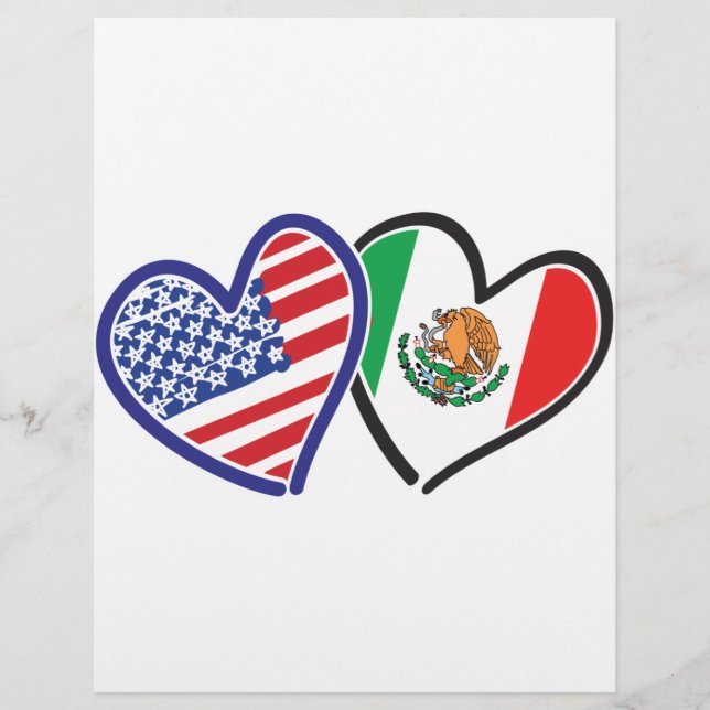 Papier Drapeaux de cœur USA Mexique (Devant)