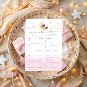 Papier Dreamy Over the Moon Girl Baby shower ABC Jeu