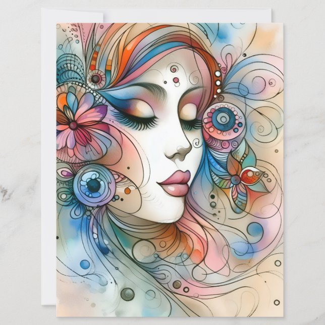 Papier Dreamy Whimsical Woman Scrapbook Paper (Devant)