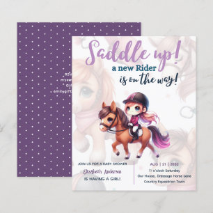 Papier Dressage Rider Baby Girl Douche Cheval Rider sur l