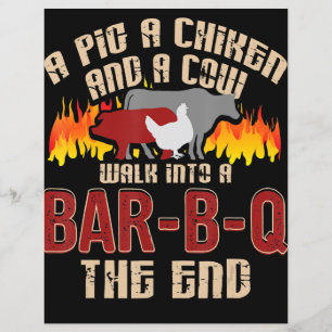 Papier Drôle Cochon Poulet Barre de Vache B Q Barbecue Ch